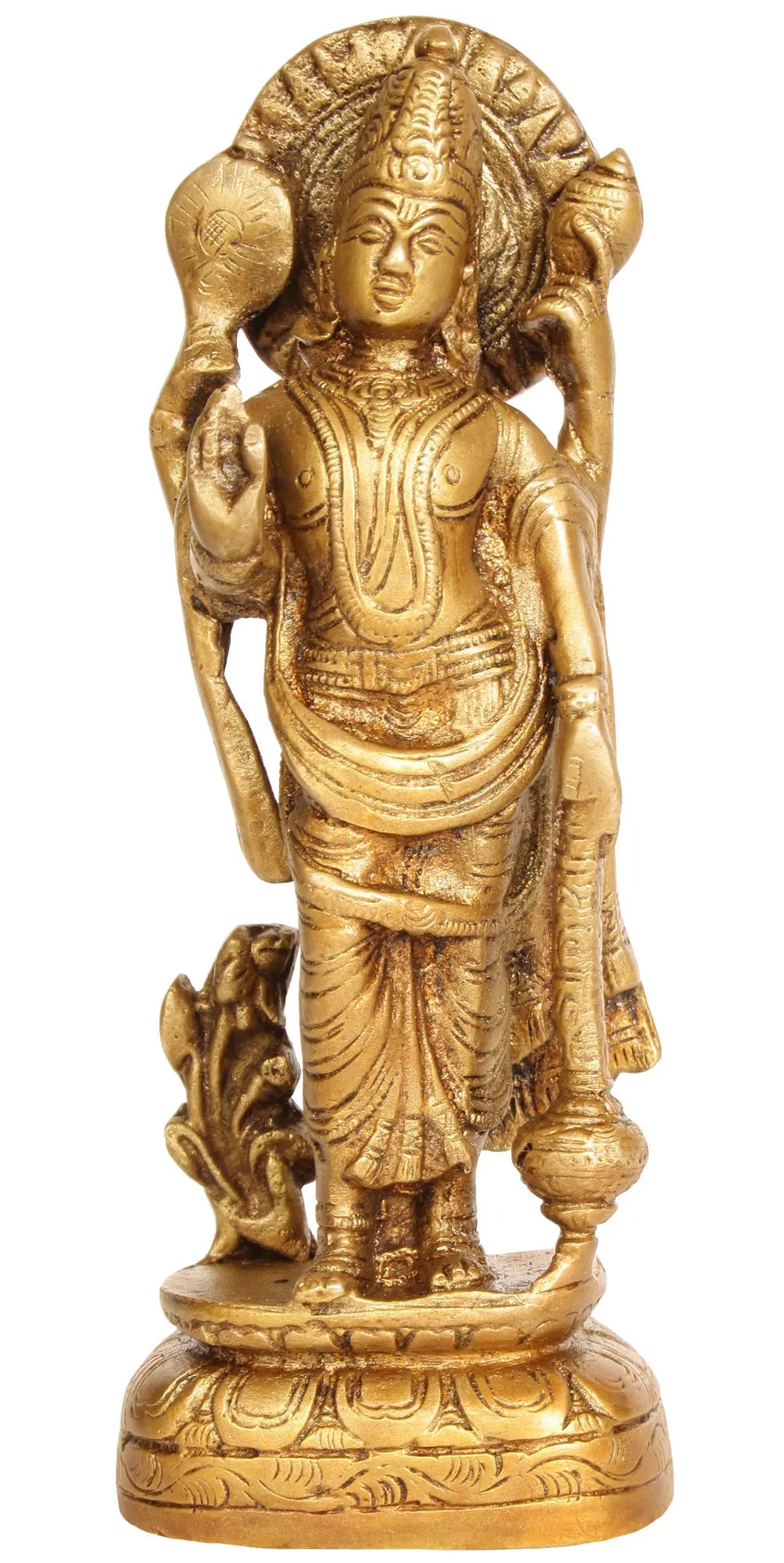 6" Brass Bhagawan Vishnu Statue | Handmade | Made in India