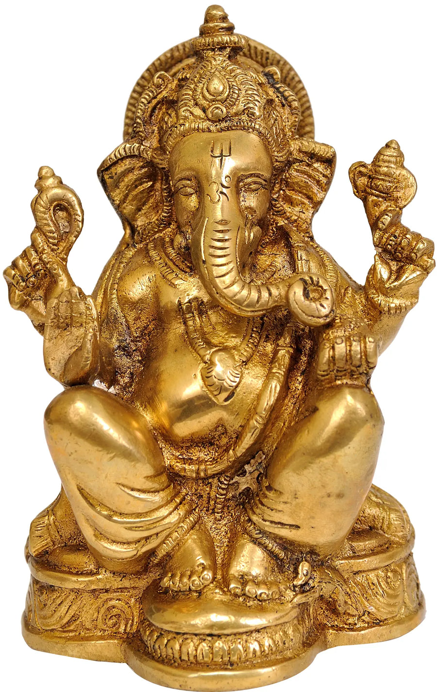 5" Handmade Brass Lord Ganesha Sculpture for Pooja