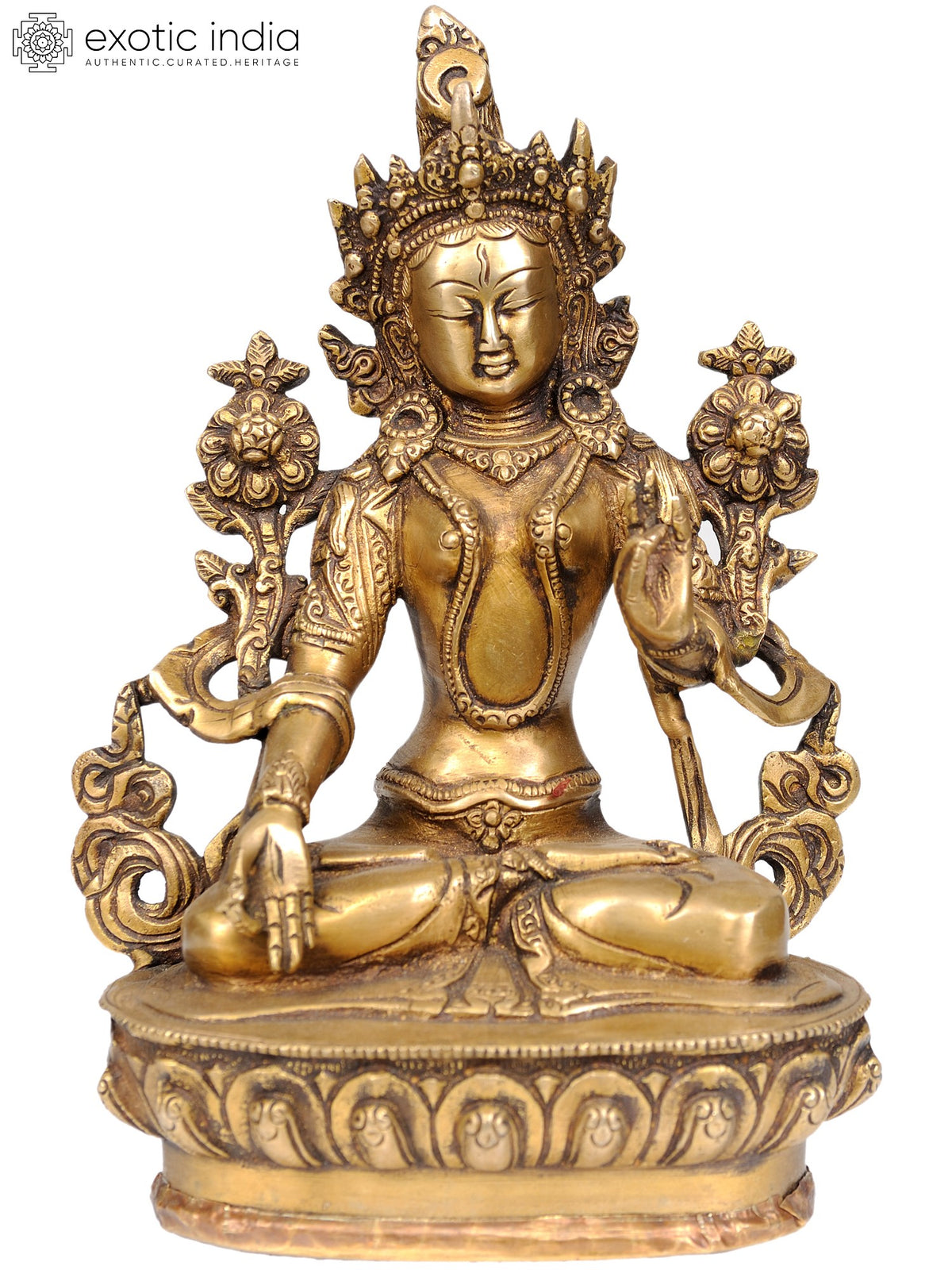 9" White Tara Handmade Brass Statue for Meditation