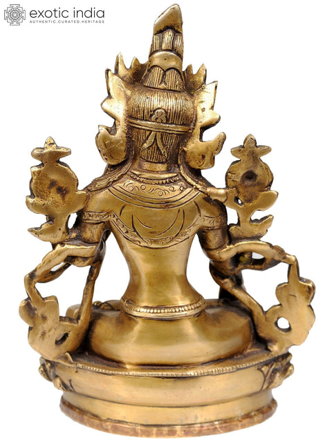 9" White Tara Brass Statue | Handmade Buddhist Deity Idol | Made in India
