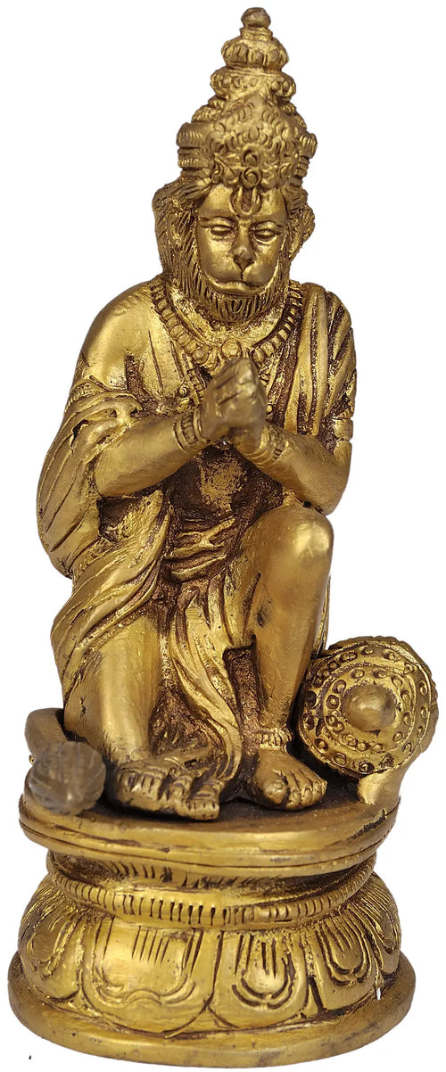 6" Brass Lord Hanuman Idol Handmade Home Decor