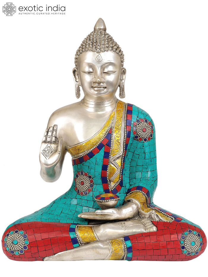 14" Lord Buddha Preaching Dharma Handmade Brass Statue