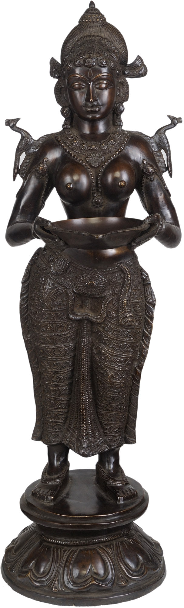 38" Handmade Goddess Deepalakshmi Brass Statue for Pooja