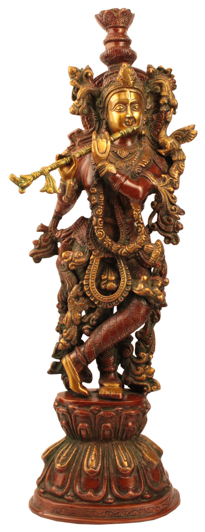 23" Fluting Krishna Handmade Brass Statue