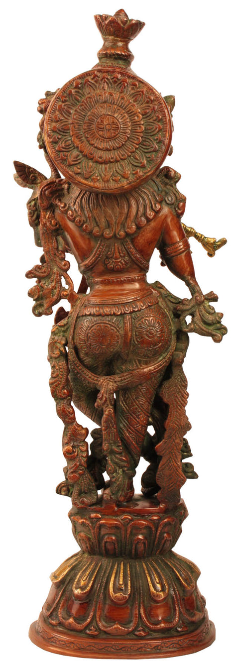 23" Fluting Krishna In Brass | Handmade | Made In India
