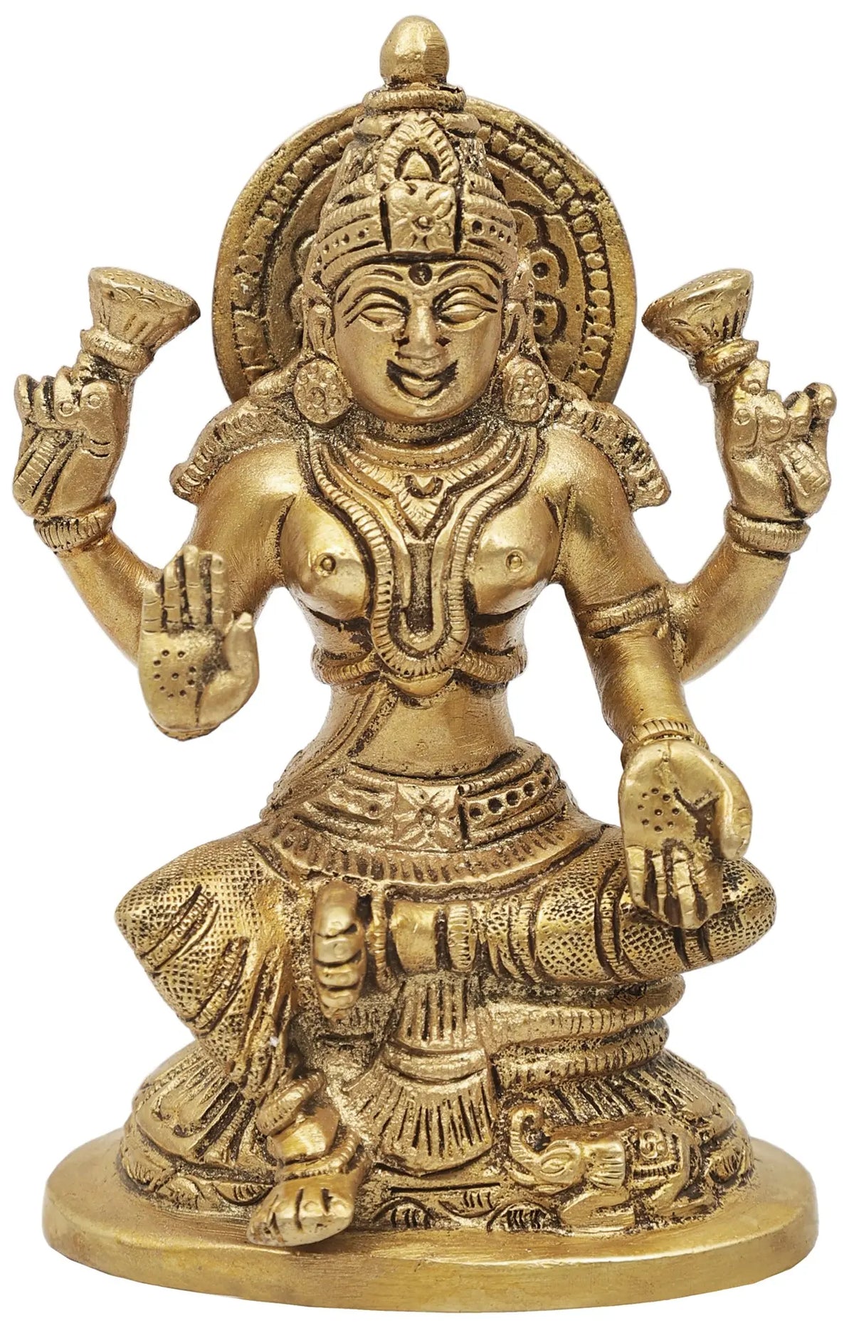 4" Goddess Lakshmi Brass Statue | Handmade Idols | Made in India