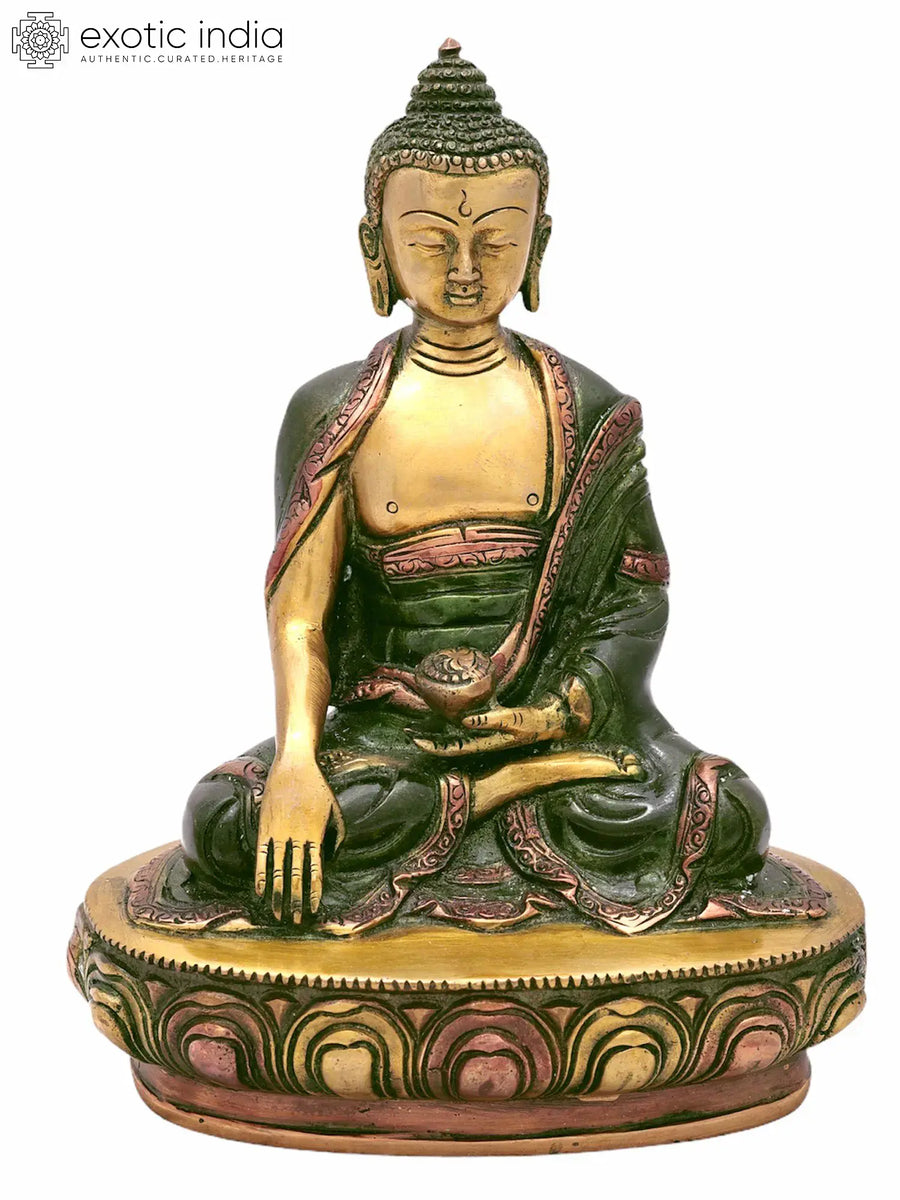 8" Handmade Lord Buddha Mara Vijay Mudra Brass Statue