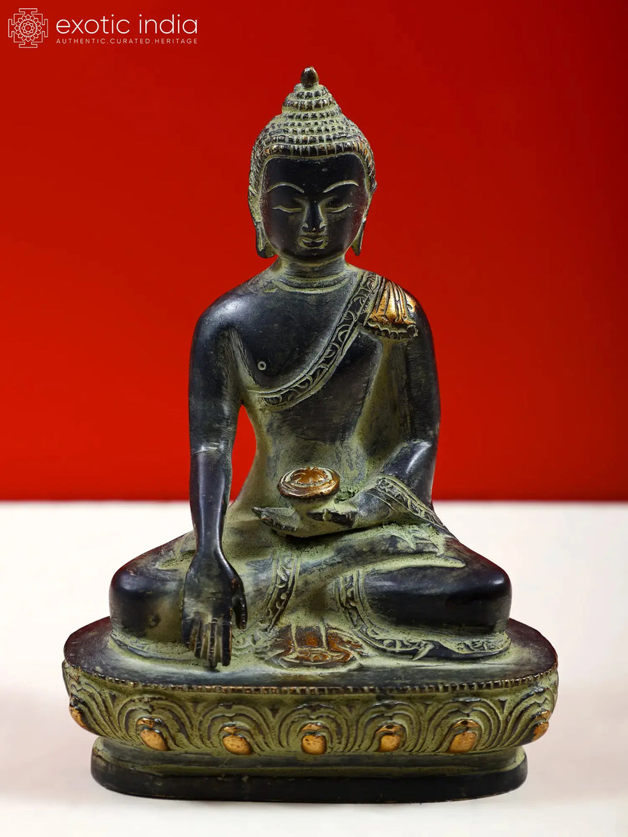 5" Handmade Buddha Brass Statue for Meditation and Home Decor