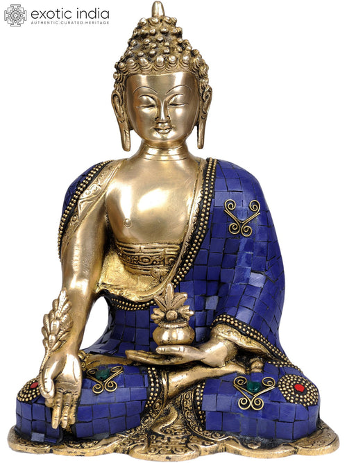 10" Medicine Buddha Brass Statue Handmade Tibetan Buddhist Idol