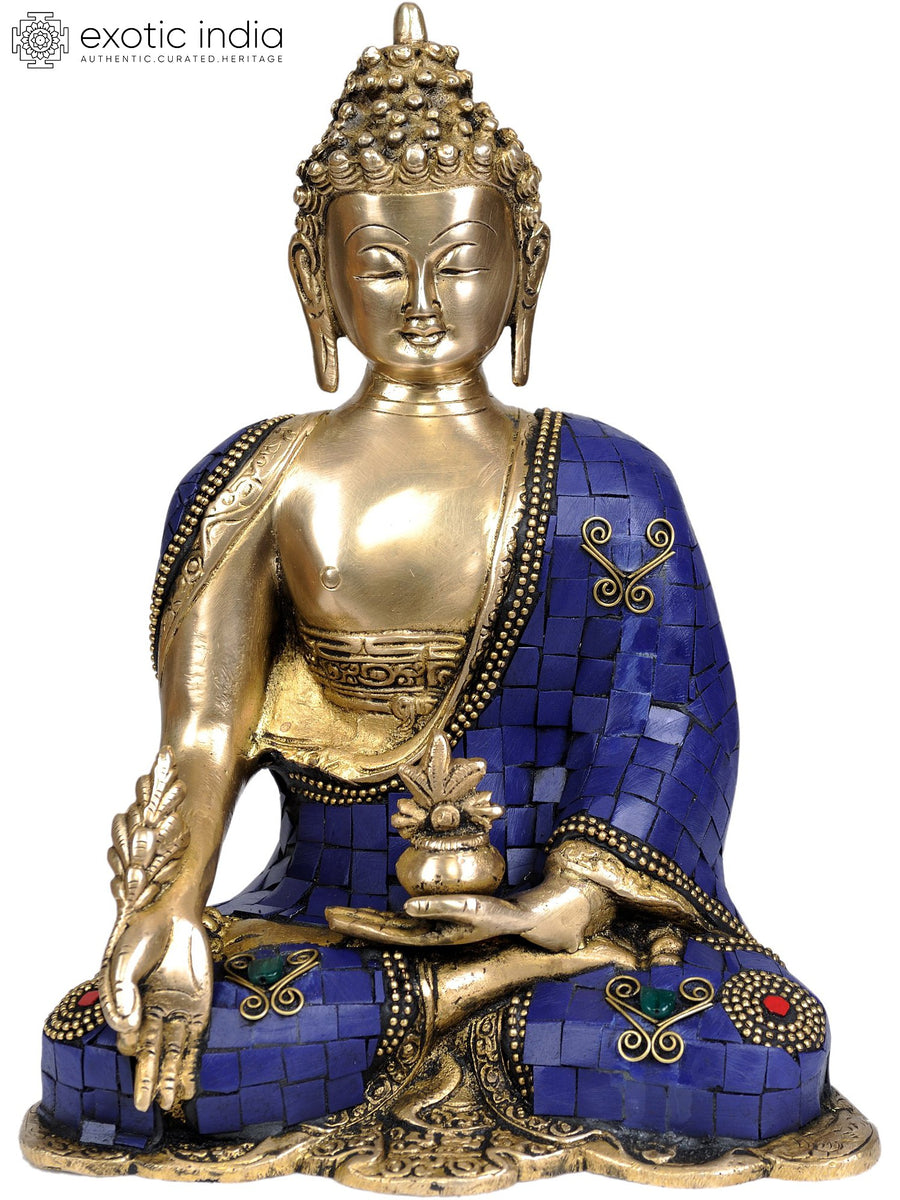 10" Medicine Buddha Brass Statue Handmade Tibetan Buddhist Idol