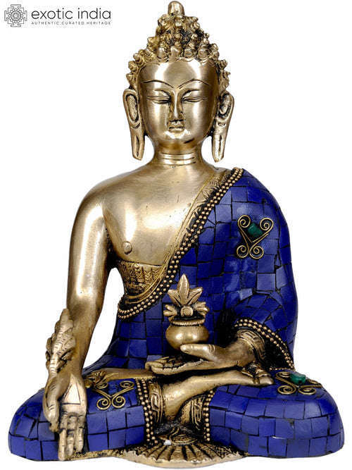 9" Medicine Buddha Handmade Brass Statue
