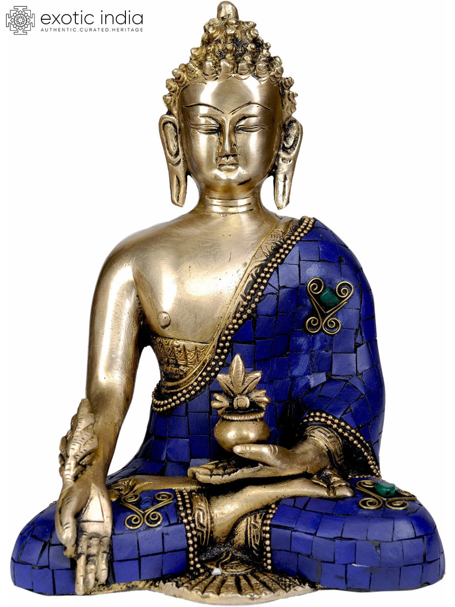 9" Medicine Buddha Handmade Brass Statue