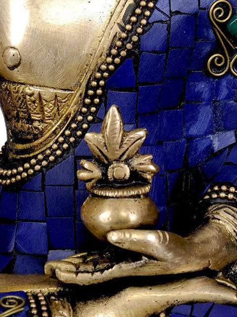 9" Tibetan Buddhist God The Medicine Buddha In Brass | Handmade | Made In India