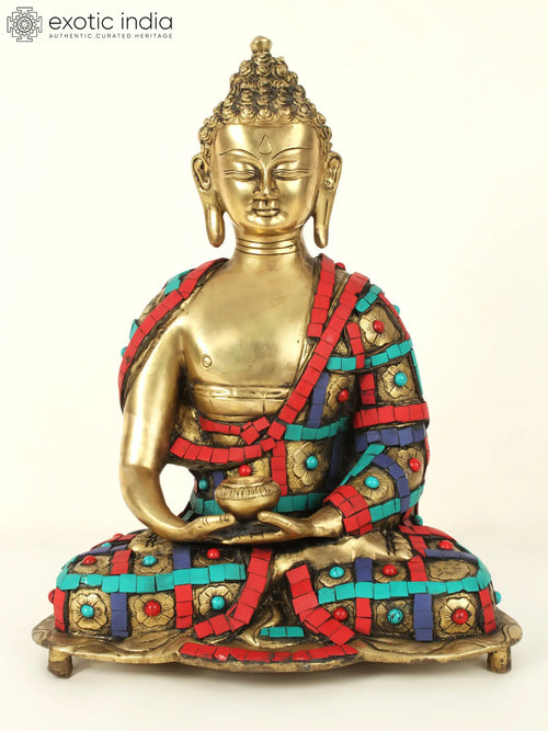 14" Lord Buddha Brass Statue Handmade