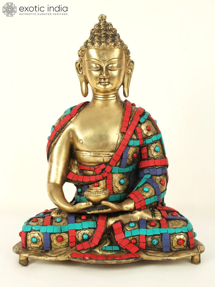 14" Lord Buddha In Brass | Handmade | Made In India