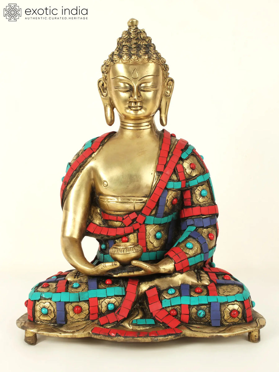 14" Lord Buddha Brass Statue Handmade