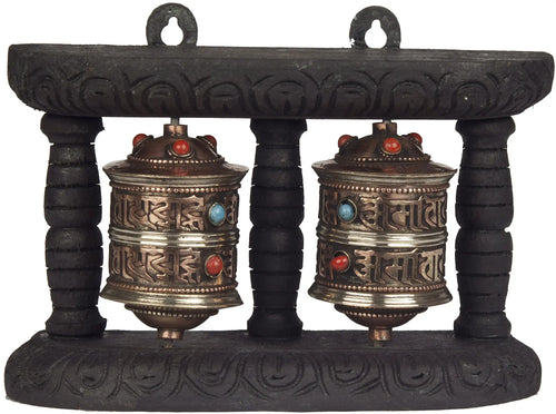 Prayer Wheel Brass Statue for Meditation and Home Decor