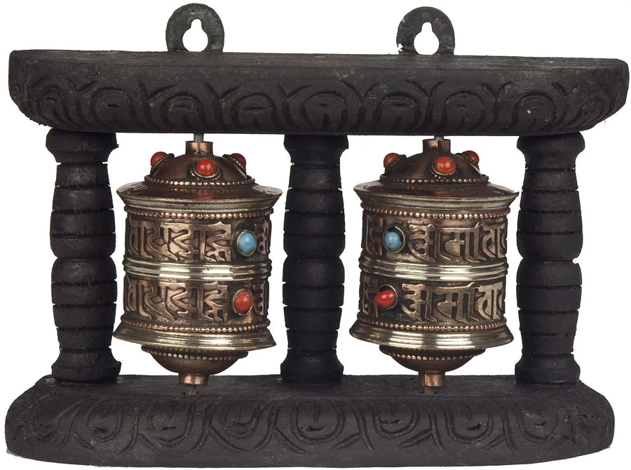 Prayer Wheel Brass Statue for Meditation and Home Decor