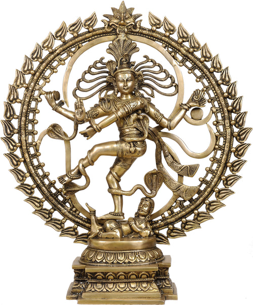 25" Nataraja in OM Brass Statue - Handmade Indian Home Decor