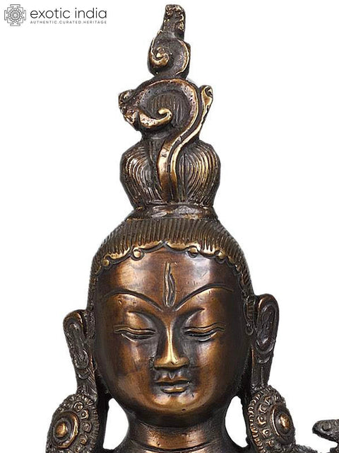 11" Tibetan Buddhist Goddess White Tara In Brass | Handmade | Made In India