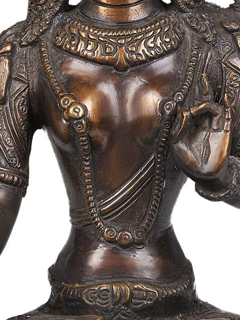 11" Tibetan Buddhist Goddess White Tara In Brass | Handmade | Made In India