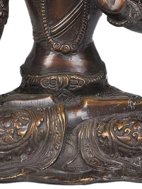 11" Tibetan Buddhist Goddess White Tara In Brass | Handmade | Made In India