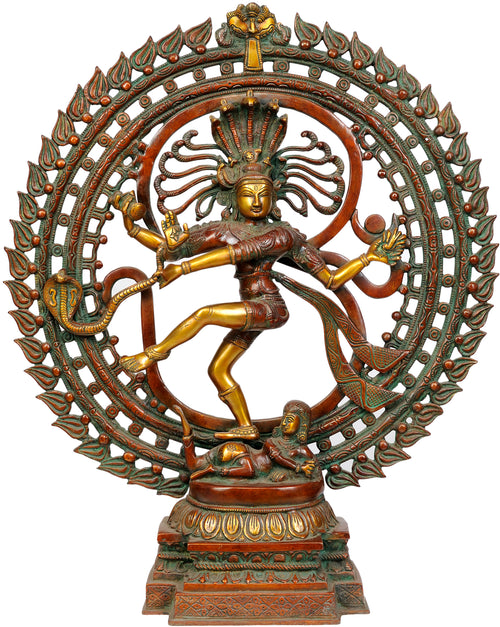 23" Nataraja in OM Handmade Brass Statue for Home Pooja