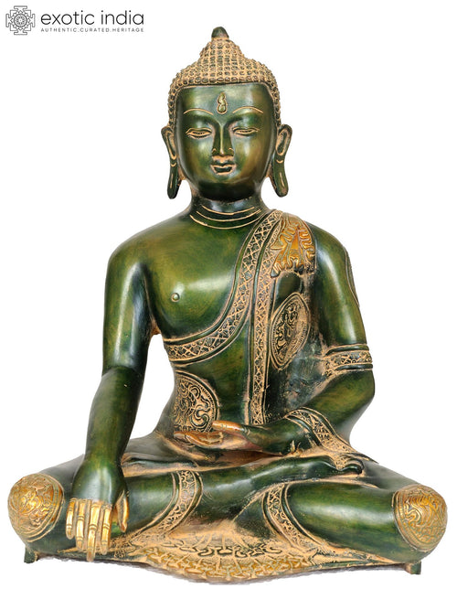 13" Handmade Lord Buddha Brass Statue