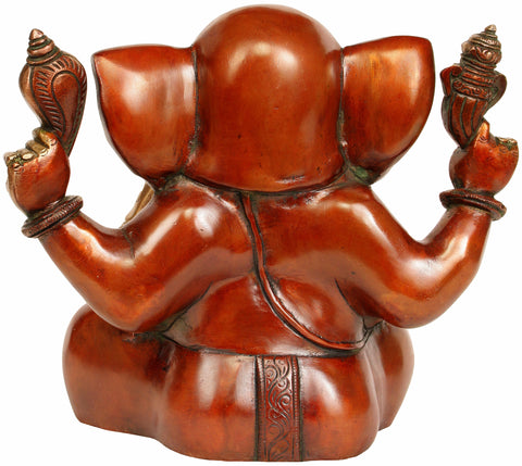 11" Brass Lord Ganesha Statue with Large Ears | Handmade | Made in India