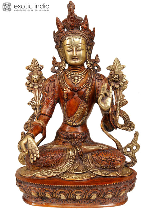 12" White Tara Tibetan Buddhist Goddess Brass Statue Handmade