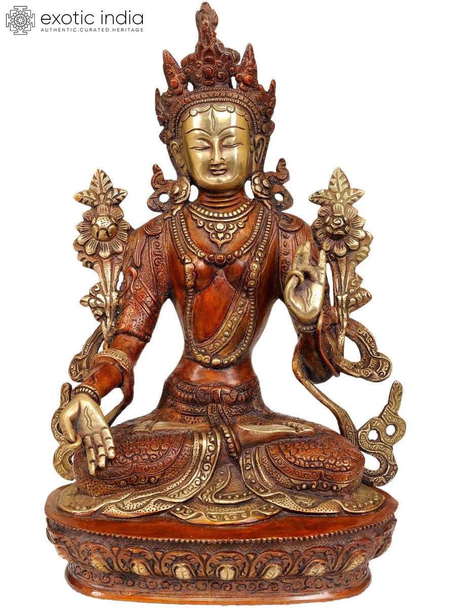 12" White Tara Tibetan Buddhist Goddess Brass Statue Handmade