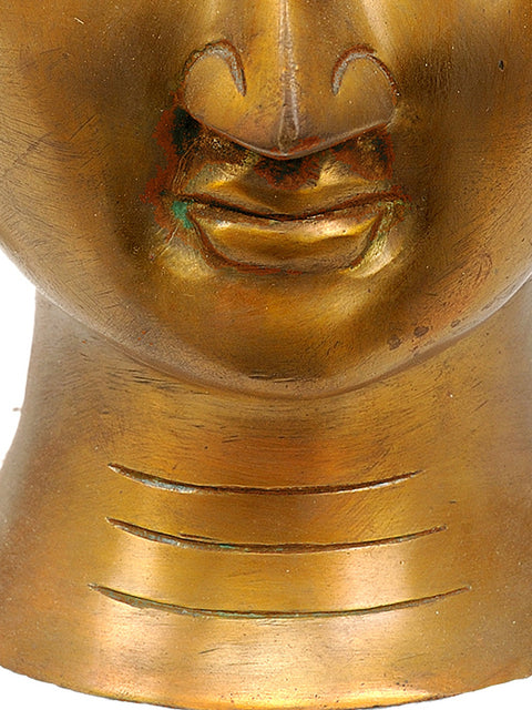 9" Lord Buddha Head In Brass | Handmade | Made In India