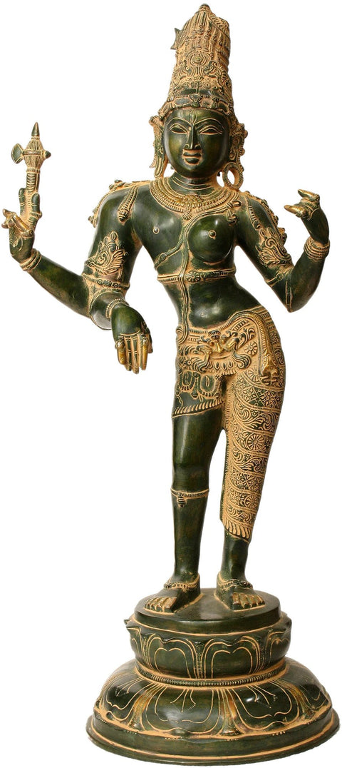 26" Ardhanarishvara Brass Statue | Handmade Shiva-Shakti Idol | Made in India