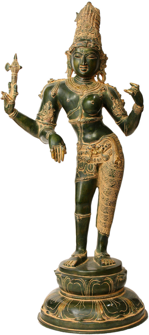26" Ardhanarishvara Brass Statue Handmade Shiva-Shakti Idol