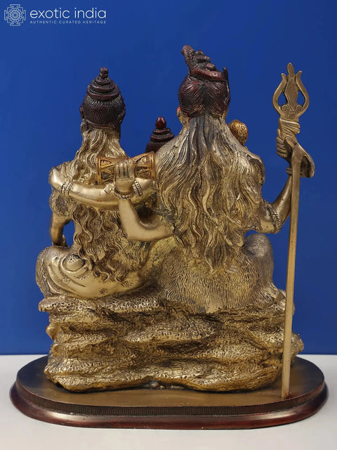 12" Brass Shiva-Parvati Statue with Ganesha