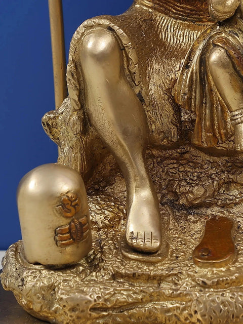 12" Brass Shiva-Parvati Statue with Ganesha