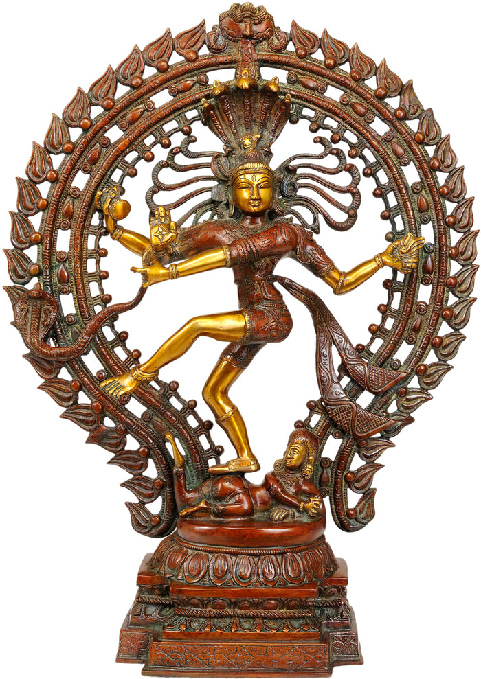 22" Nataraja Brass Statue - Lord Shiva Cosmic Dance Handmade