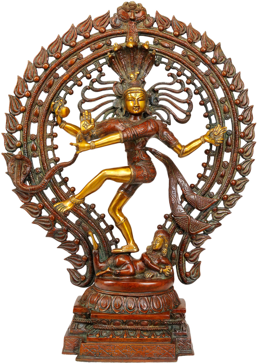 22" Nataraja Brass Statue - Lord Shiva Cosmic Dance Handmade