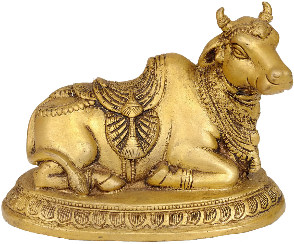 6" Nandi - The Vehicle of Shiva In Brass | Handmade | Made In India