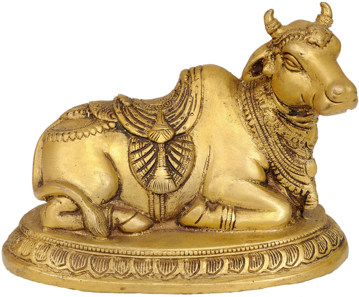 6" Nandi - The Vehicle of Shiva In Brass | Handmade | Made In India