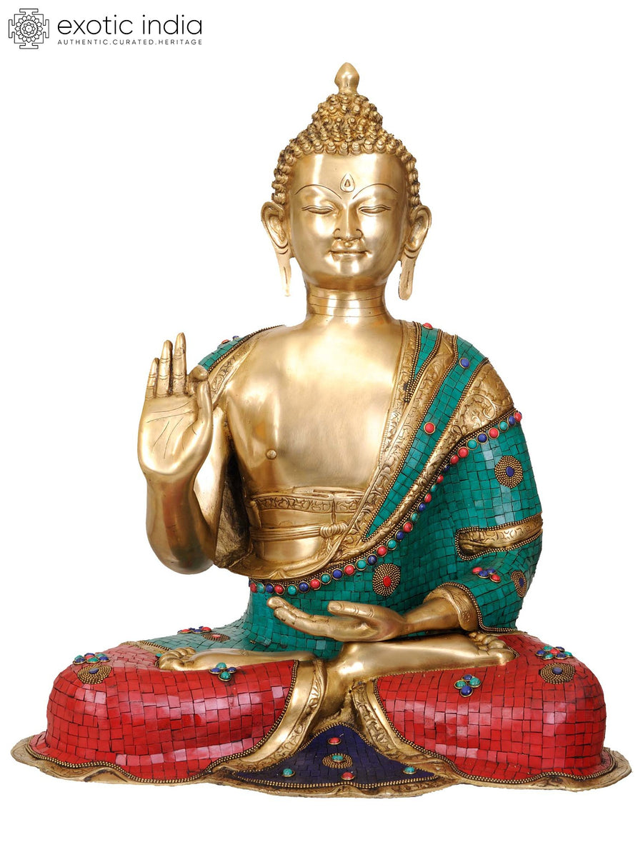 28" Large Buddha Brass Statue Handmade Home Decor