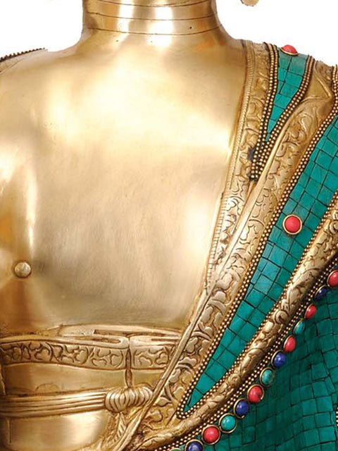 28" Large Size Lord Buddha In Brass | Handmade | Made In India