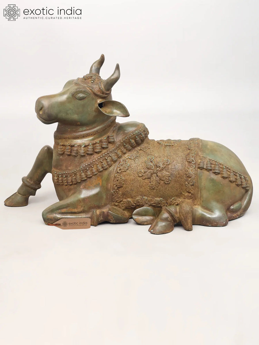 Large Nandi Brass Statue Handmade Hindu Pooja Idol