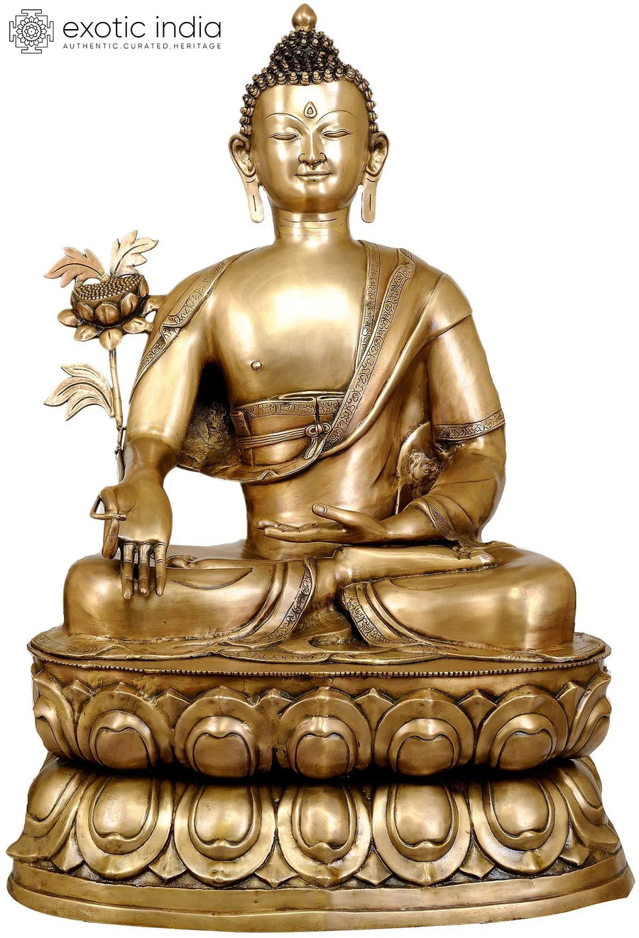 38" Bhaishajyaguru Medicine Buddha Brass Statue Handmade