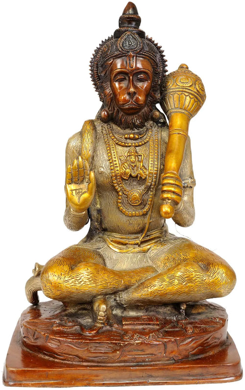 11" Handmade Lord Hanuman Brass Statue for Pooja