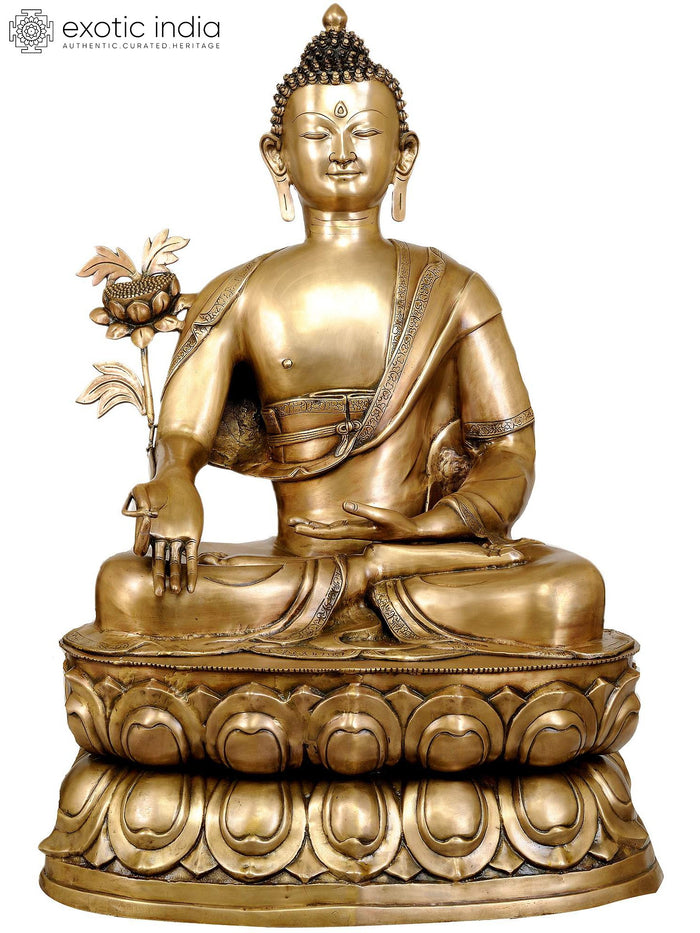 15" Medicine Buddha Handmade Brass Statue for Pooja
