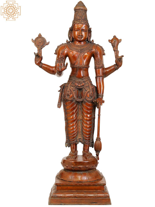 37" Large Sthanaka Vishnu Brass Statue Handmade