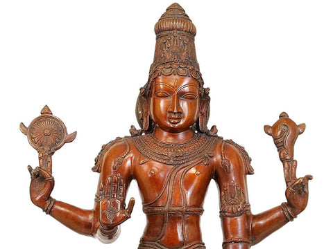 37" Large Size Sthanaka Vishnu In Brass | Handmade | Made In India