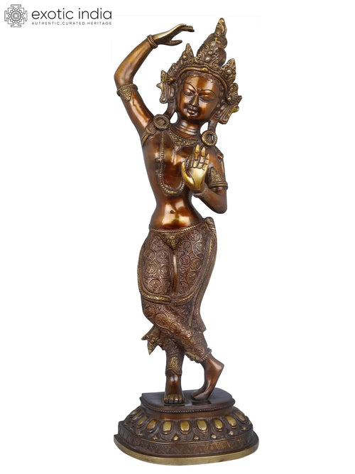 21" Handmade Brass Queen Mayadevi Statue for Home Decor