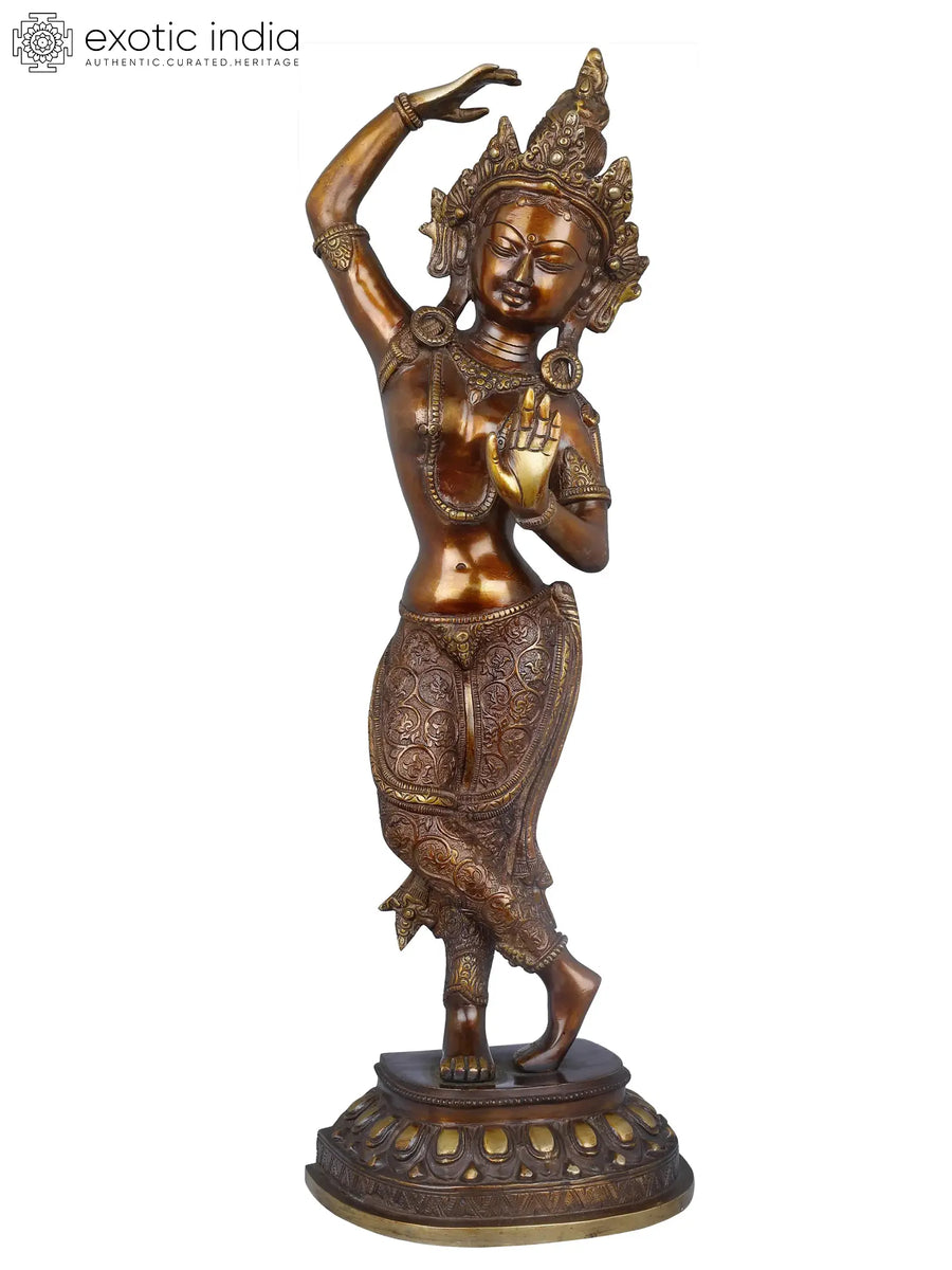 21" Handmade Brass Queen Mayadevi Statue for Home Decor